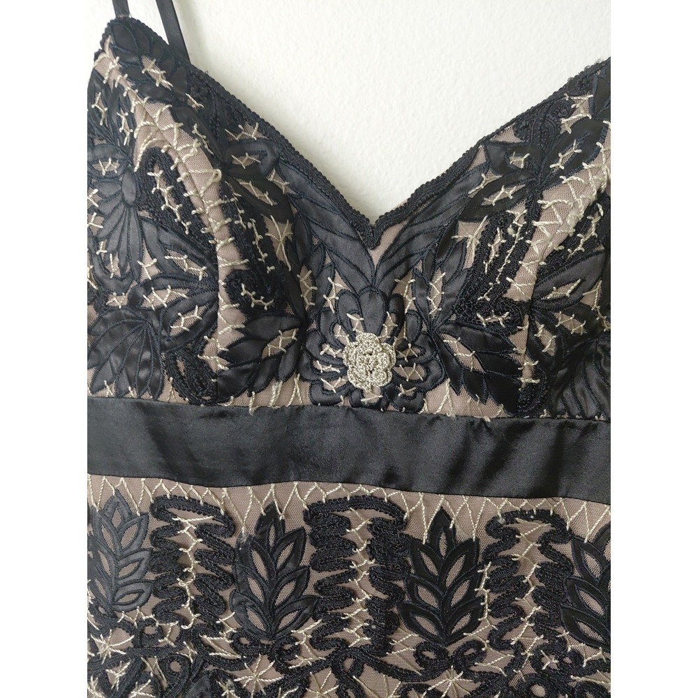 Sue Wong Nocturne Black Nude Cocktail Dress Sz 4 Soutache Embroidered Lace Party - Picture 3 of 9